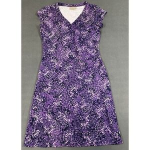 Athleta Faux Wrap Dress Womens Size S Purple Floral Stretch Beach Yoga Travel